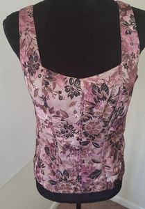 Bandolino Pink floral embroidered lace up corset